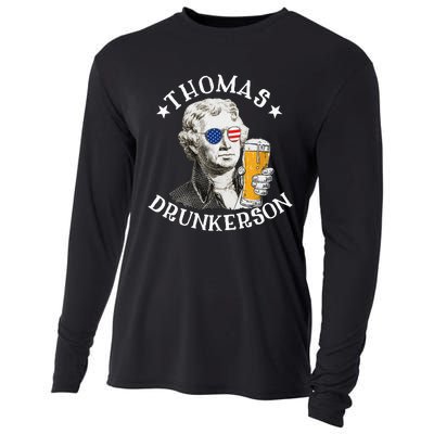 Thomas Drunkerson President Thomas Jefferson Drinking Beer Cooling Performance Long Sleeve Crew