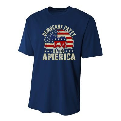 The Democrat Party Hates America Youth Performance Sprint T-Shirt