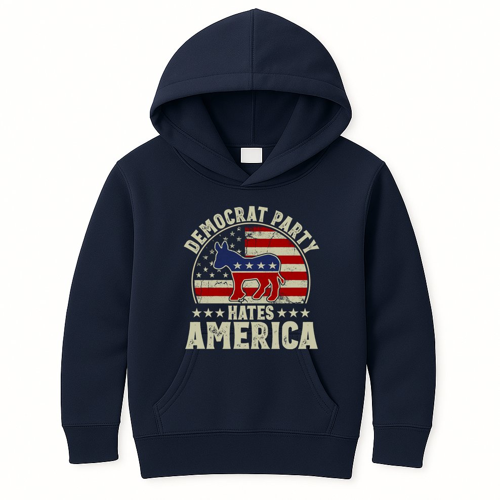 The Democrat Party Hates America Kids Hoodie