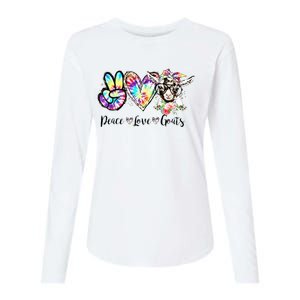 Tie Dye Peace Love Goats Farm Girl Goat Lover Funny Gift Womens Cotton Relaxed Long Sleeve T-Shirt