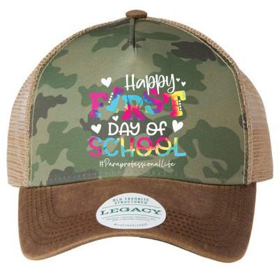 Tie Dye Paraprofessional Happy First Day Of School Funny Legacy Tie Dye Trucker Hat