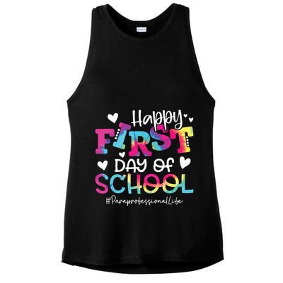 Tie Dye Paraprofessional Happy First Day Of School Funny Ladies PosiCharge Tri-Blend Wicking Tank