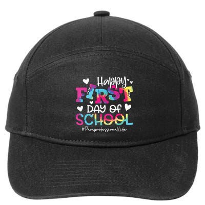 Tie Dye Paraprofessional Happy First Day Of School Funny 7-Panel Snapback Hat