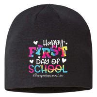 Tie Dye Paraprofessional Happy First Day Of School Funny Sustainable Beanie