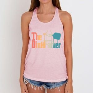 The Dinkfather Pickleball Dad Funny Pickleball FatherS Day Great Gift Women's Knotted Racerback Tank