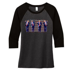 Trump Dance Pro Trump 2024 Trump President Maga 45 47 Women's Tri-Blend 3/4-Sleeve Raglan Shirt