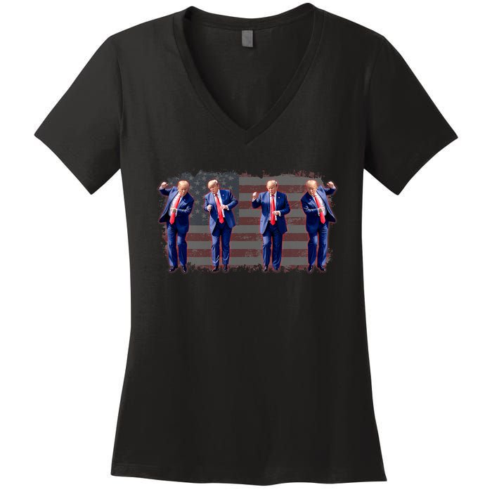 Trump Dance Pro Trump 2024 Trump President Maga 45 47 Women's V-Neck T-Shirt