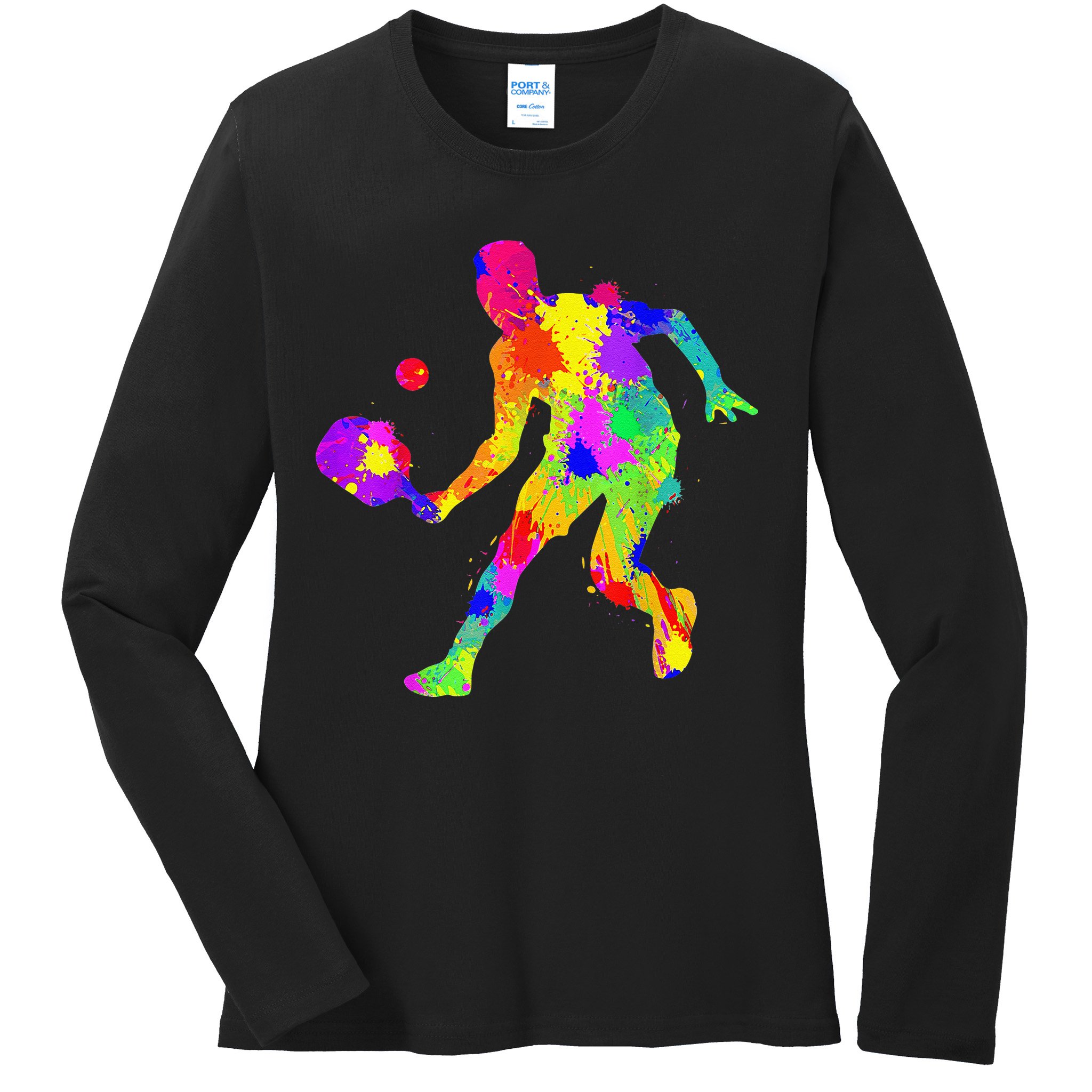 Tie Dye Pickleball Funny Dad Pickleball Ladies Long Sleeve Shirt