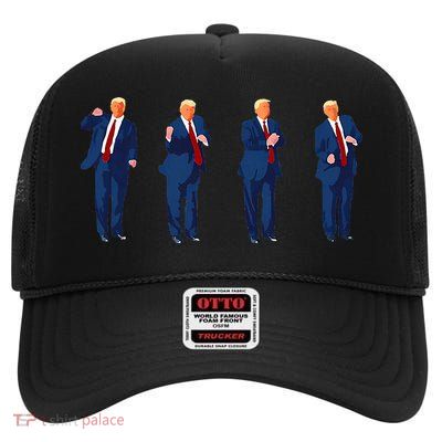 Trump Dance Pro Trump 2024 Trump President Maga High Crown Mesh Back Trucker Hat