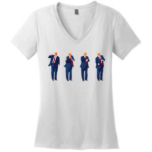 Trump Dance Pro Trump 2024 Trump President Maga Women's V-Neck T-Shirt