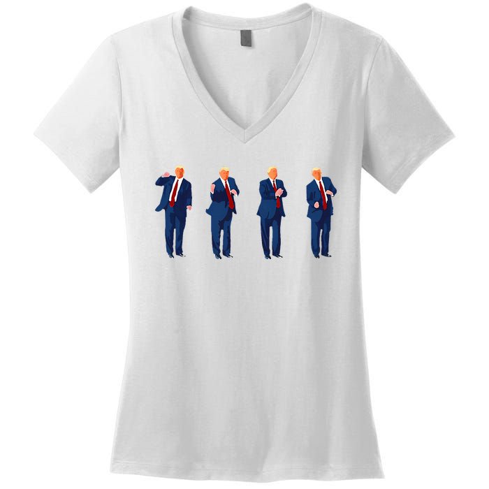 Trump Dance Pro Trump 2024 Trump President Maga Women's V-Neck T-Shirt