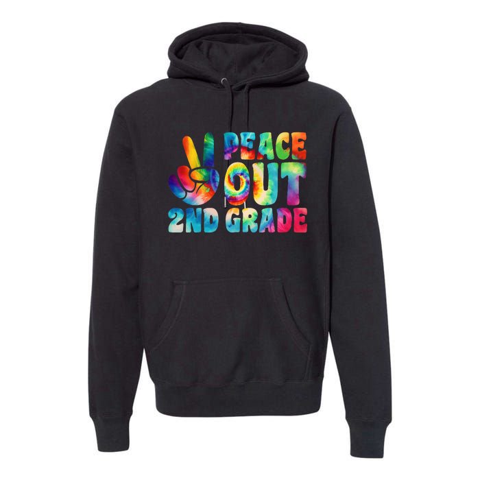 tie dye peace out second grade cute last day of 2nd grade Premium Hoodie