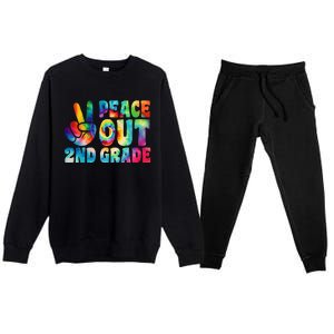 tie dye peace out second grade cute last day of 2nd grade Premium Crewneck Sweatsuit Set