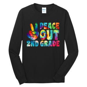 tie dye peace out second grade cute last day of 2nd grade Tall Long Sleeve T-Shirt