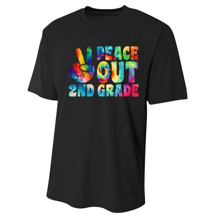 tie dye peace out second grade cute last day of 2nd grade Performance Sprint T-Shirt