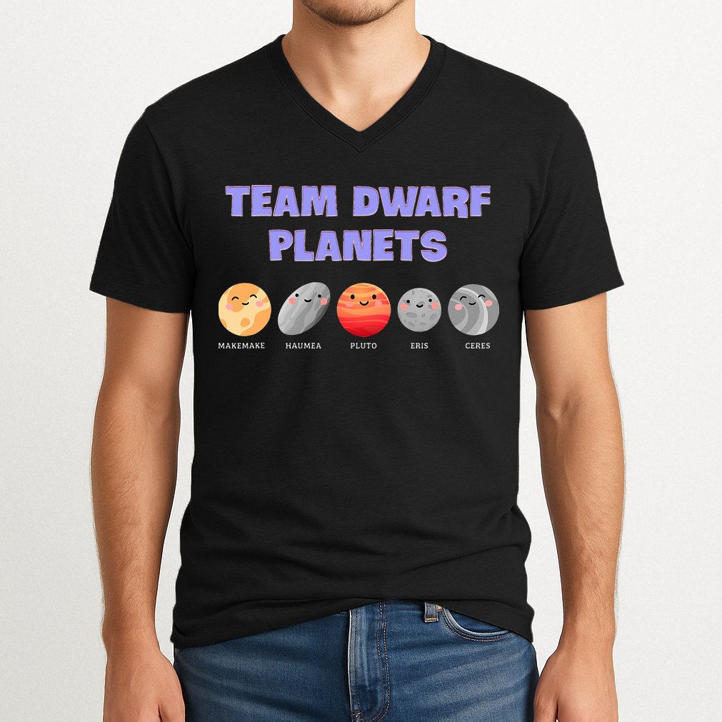 Team Dwarf Planets Pluto Funny Astronomy Science V-Neck T-Shirt