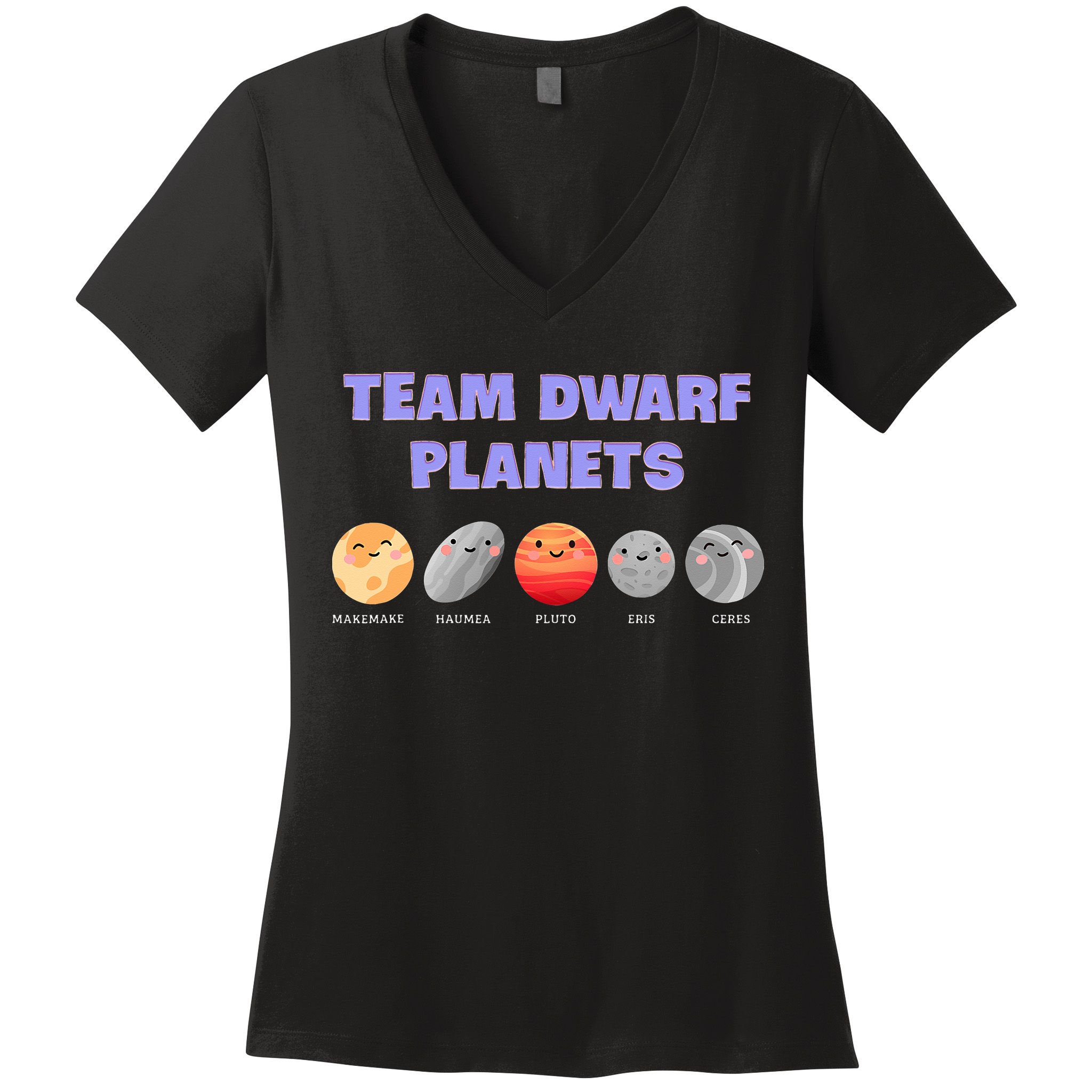 Team Dwarf Planets Pluto Funny Astronomy Science Women's V-Neck T-Shirt