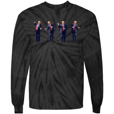 Trump Dance Potus 45 Dance Save America Trump 2024 Tie-Dye Long Sleeve Shirt