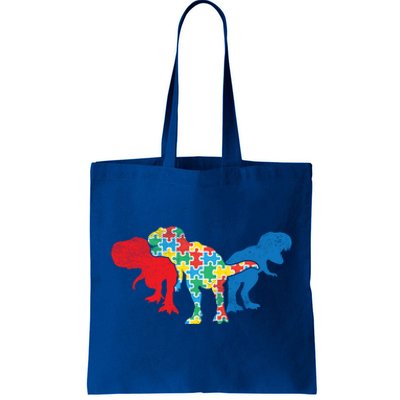 Trex Dinosaurs Puzzle Dino Autism Awareness Asl Funny Gift Tote Bag