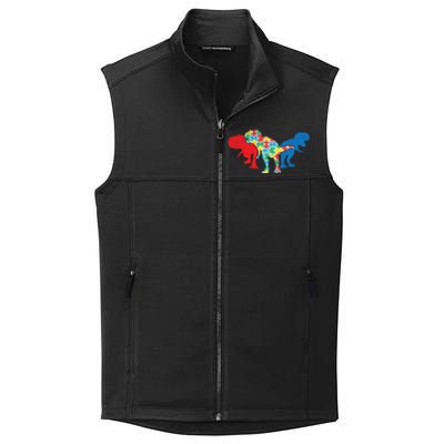 Trex Dinosaurs Puzzle Dino Autism Awareness Asl Funny Gift Collective Smooth Fleece Vest