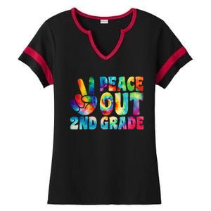 tie dye peace out second grade cute last day of 2nd grade Ladies Halftime Notch Neck Tee