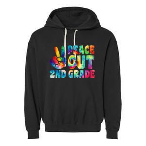 tie dye peace out second grade cute last day of 2nd grade Garment-Dyed Fleece Hoodie