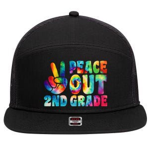 tie dye peace out second grade cute last day of 2nd grade 7 Panel Mesh Trucker Snapback Hat