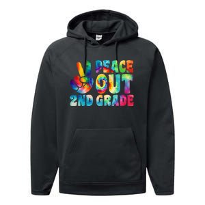 tie dye peace out second grade cute last day of 2nd grade Performance Fleece Hoodie