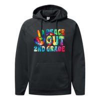 tie dye peace out second grade cute last day of 2nd grade Performance Fleece Hoodie