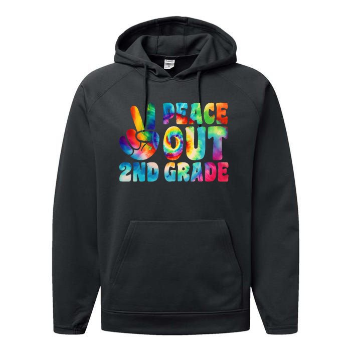 tie dye peace out second grade cute last day of 2nd grade Performance Fleece Hoodie