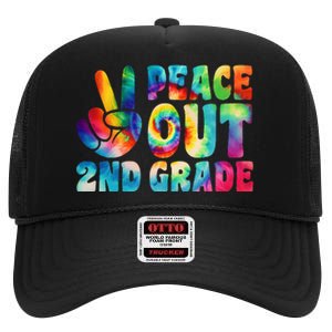 tie dye peace out second grade cute last day of 2nd grade High Crown Mesh Back Trucker Hat