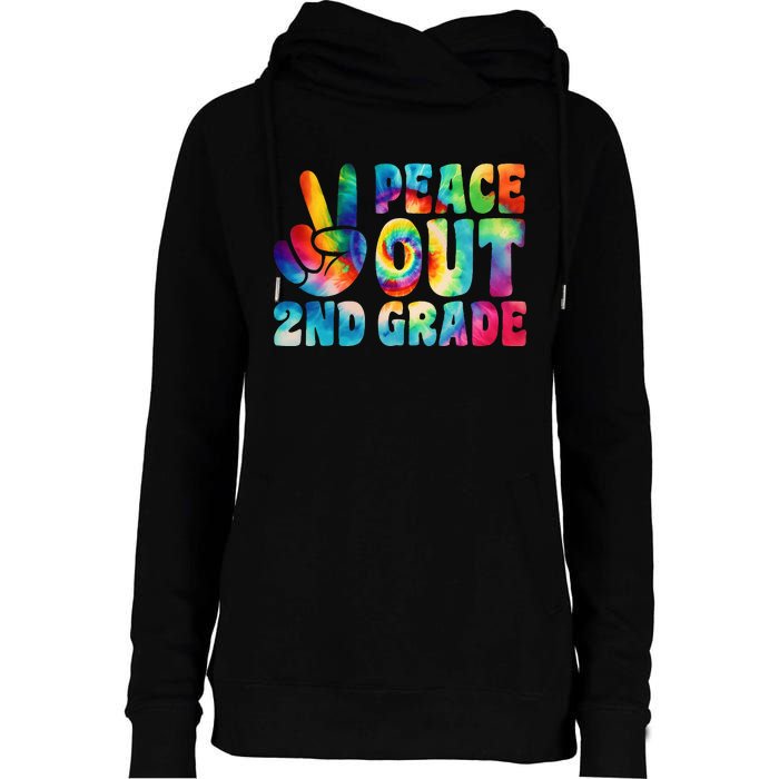 tie dye peace out second grade cute last day of 2nd grade Womens Funnel Neck Pullover Hood