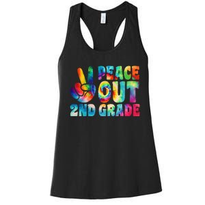 tie dye peace out second grade cute last day of 2nd grade Women's Racerback Tank