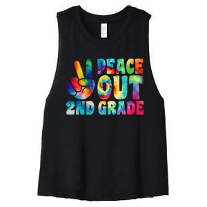 tie dye peace out second grade cute last day of 2nd grade Women's Racerback Cropped Tank