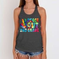 tie dye peace out second grade cute last day of 2nd grade Women's Knotted Racerback Tank