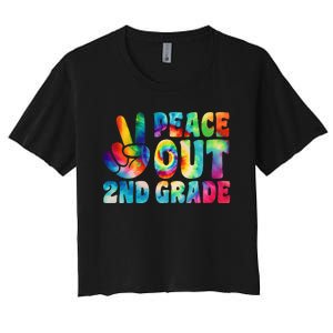 tie dye peace out second grade cute last day of 2nd grade Women's Crop Top Tee