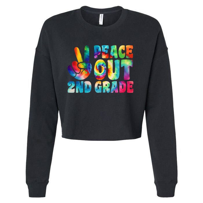 tie dye peace out second grade cute last day of 2nd grade Cropped Pullover Crew