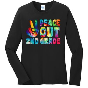 tie dye peace out second grade cute last day of 2nd grade Ladies Long Sleeve Shirt