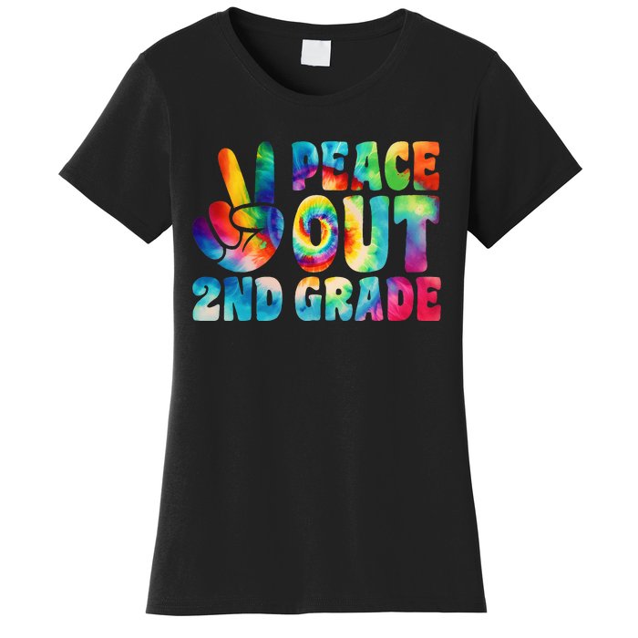 tie dye peace out second grade cute last day of 2nd grade Women's T-Shirt