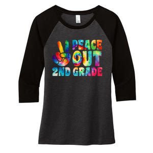 tie dye peace out second grade cute last day of 2nd grade Women's Tri-Blend 3/4-Sleeve Raglan Shirt