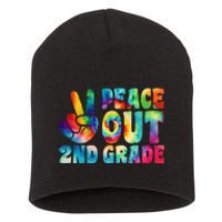 tie dye peace out second grade cute last day of 2nd grade Short Acrylic Beanie