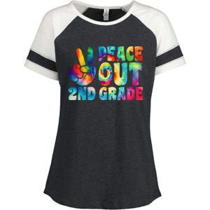 tie dye peace out second grade cute last day of 2nd grade Enza Ladies Jersey Colorblock Tee