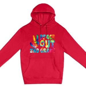 tie dye peace out second grade cute last day of 2nd grade Premium Pullover Hoodie