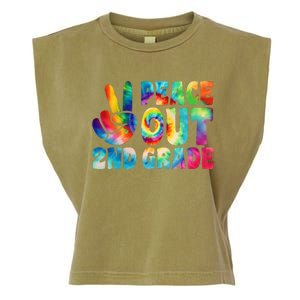 tie dye peace out second grade cute last day of 2nd grade Garment-Dyed Women's Muscle Tee