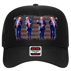 Trump Dance Pro Trump 2024 Trump President Maga 45 47 High Crown Mesh Back Trucker Hat