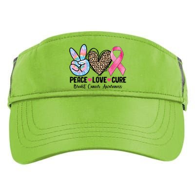 Tie Dye Peace Love Cure Pink Ribbon Breast Cancer Awareness Gift Adult Drive Performance Visor