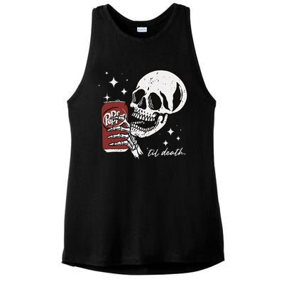 Till Death Pepper Skeleton Halloween Skeleton Drink Pepper Ladies PosiCharge Tri-Blend Wicking Tank