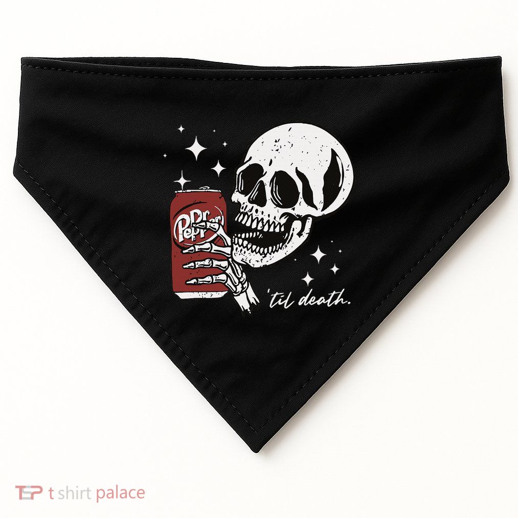 Till Death Pepper Skeleton Halloween Skeleton Drink Pepper USA-Made Doggie Bandana