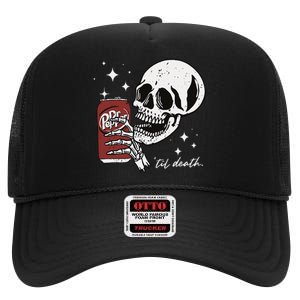 Till Death Pepper Skeleton Halloween Skeleton Drink Pepper High Crown Mesh Back Trucker Hat