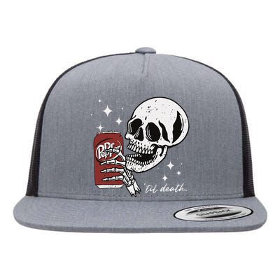 Till Death Pepper Skeleton Halloween Skeleton Drink Pepper Flat Bill Trucker Hat